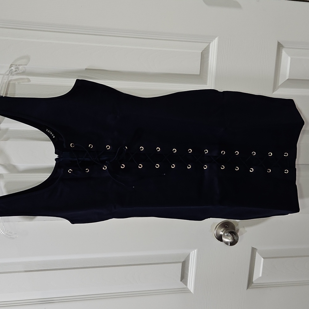 Chic Navy Lace-Up Dress